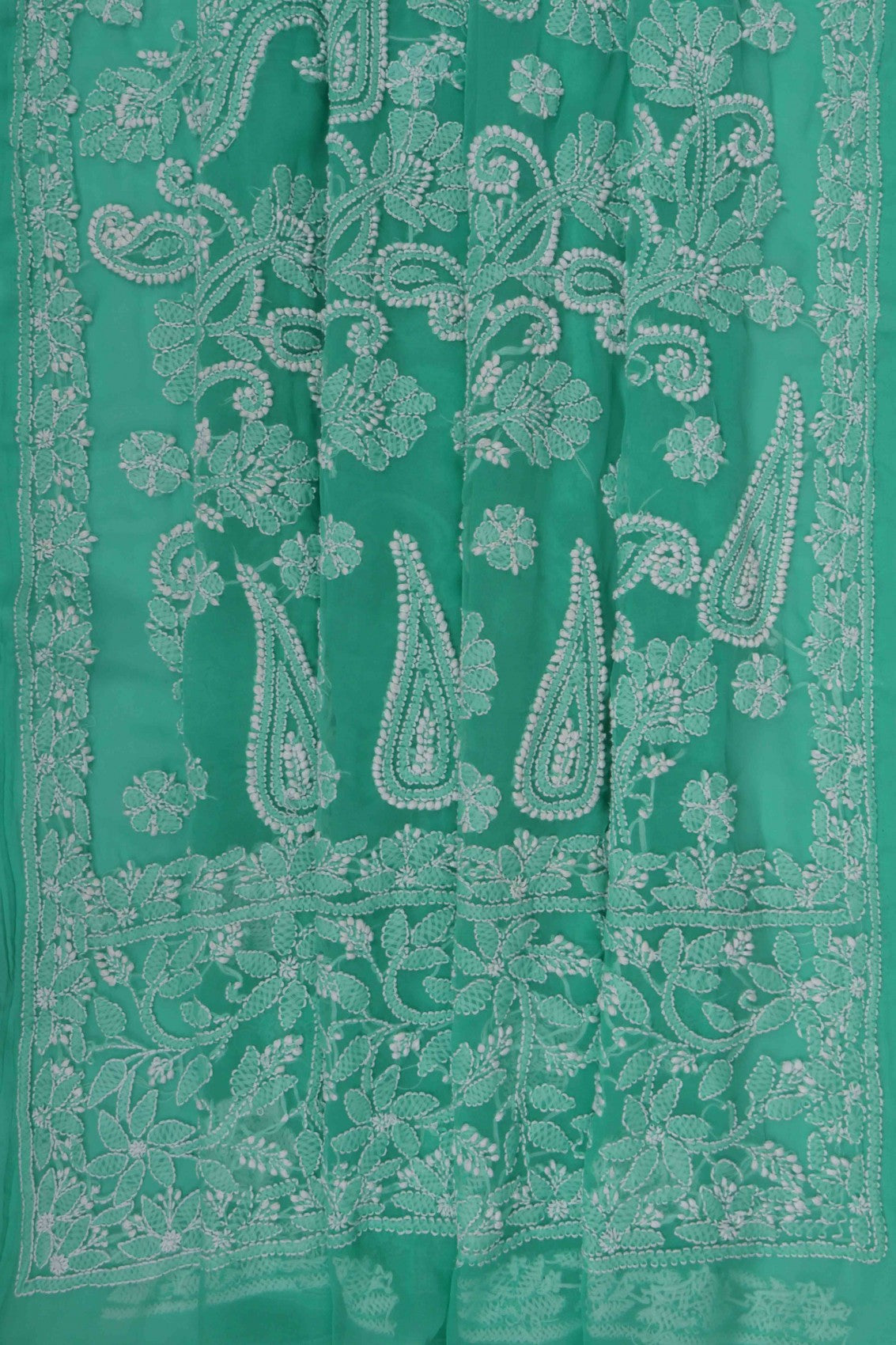 Ada Hand Embroidered Light Green Georgette Lucknowi Chikankari Saree With Blouse A569542