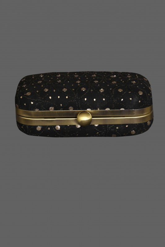 Ada Hand Embroidered Black Pure Georgette Lucknow Chikankari Clutch With Muqaish Work-A606033