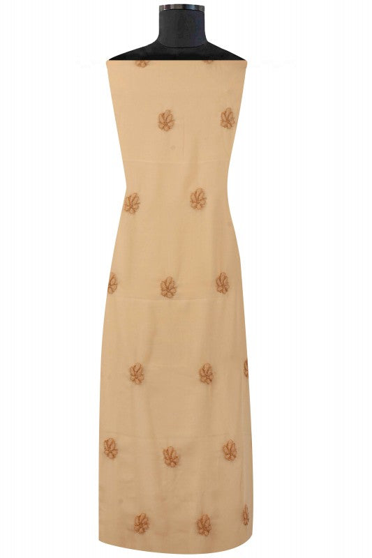 Ada Hand Embroidered Dark Fawn Georgette Lucknowi Chikan Unstitched Suit Piece A608172
