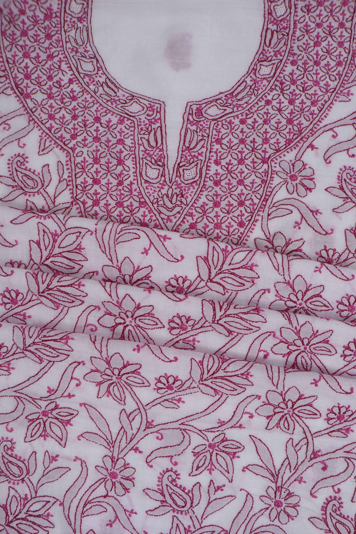 Ada Hand Embroidered White Cotton Lucknowi Chikankari Unstitched Suit Piece A38929