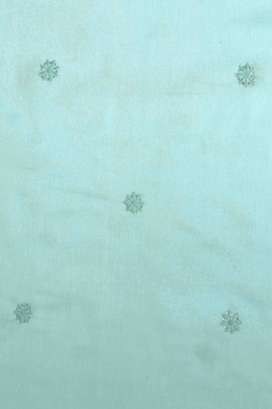 Ada Hand Embroidered Sea Green Chanderi Lucknowi Chikan Semi-Stitched Kurta Piece With Muqaish Work-A580194