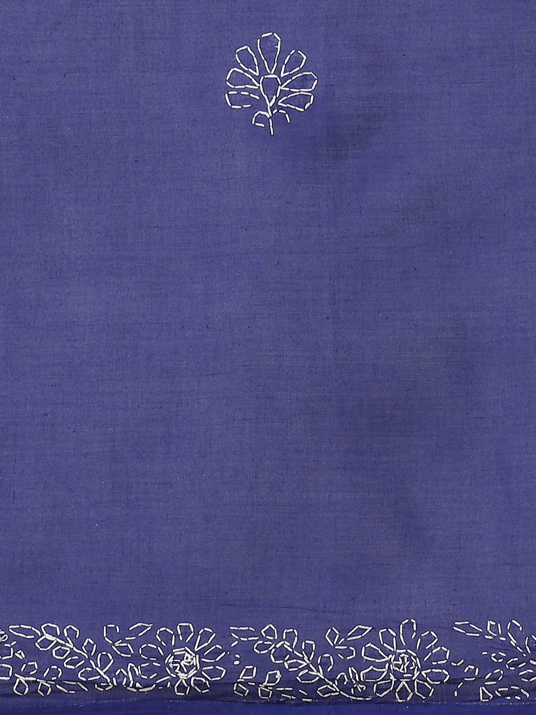 Ada Hand Embroidered Royal Blue Cotton Lucknow Chikan Saree With Blouse-A311201