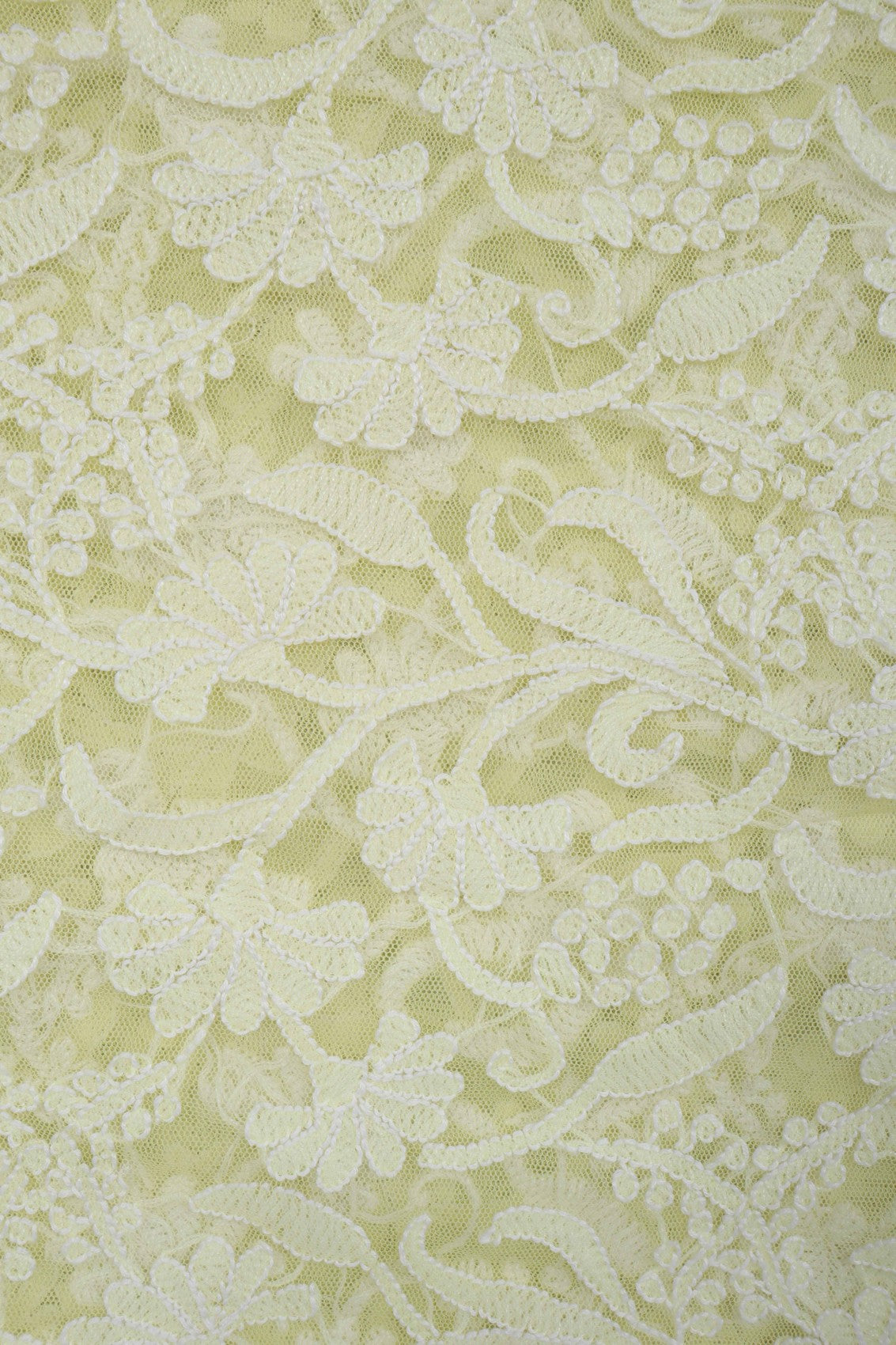 Ada Hand Embroidered Lemon Net Lucknowi Chikankari Dupatta A567878