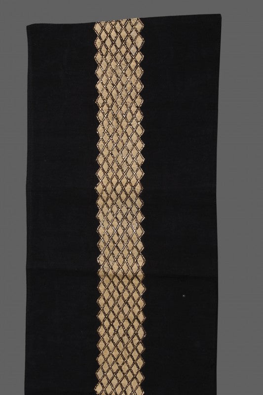 Ada Hand Embroidered Black Cotton Lucknowi Chikankari Table Runner With Muqaish Work 01A101912
