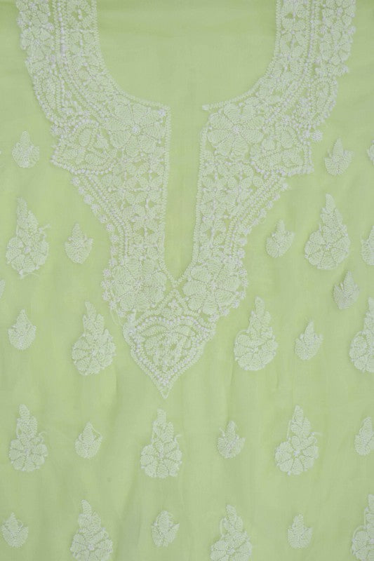 Ada Hand Embroidered Lemon Georgette Lucknowi Chikankari Unstitched Suit Piece 01A169419