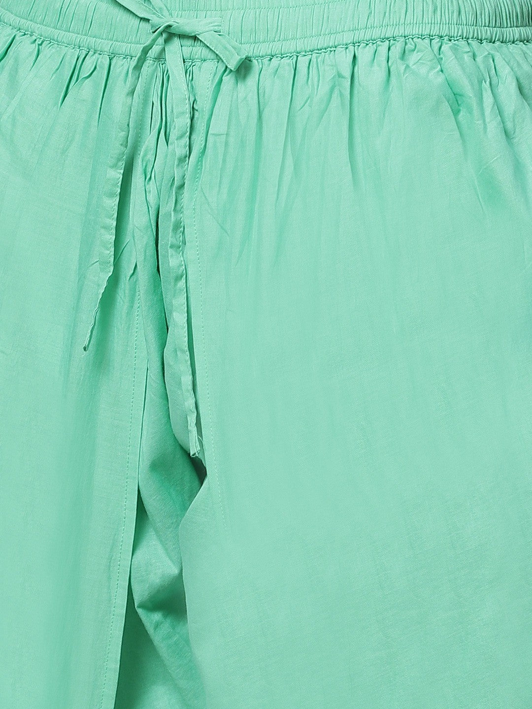 Ada Hand Embroidered Green Cotton Lucknowi Chikankari Flared Kurti With Dhoti Set A100322