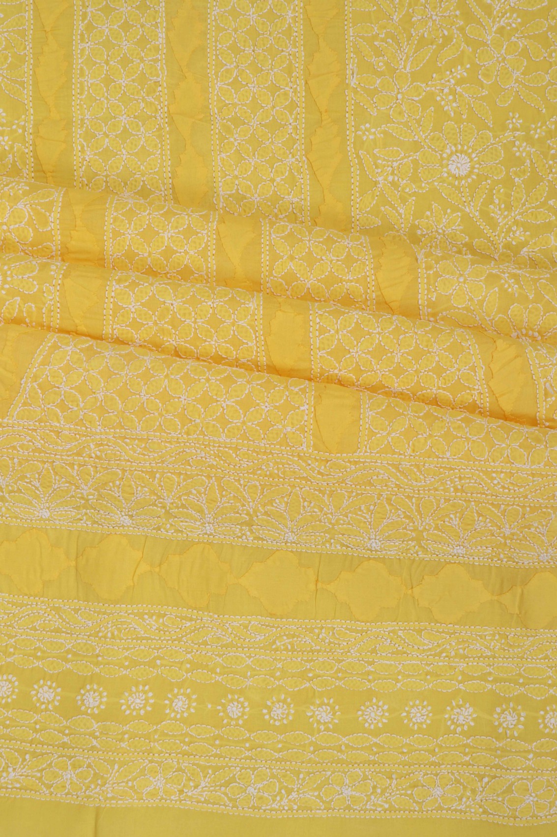 Ada Hand Embroidered Yellow Cotton Lucknowi Chikankari Unstitched Suit Piece 01A285115
