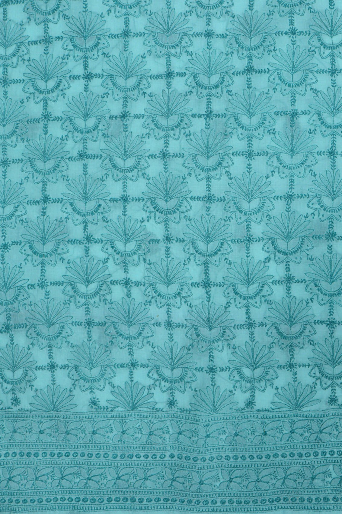 Ada Hand Embroidered Sea Green Cotton Lucknowi Chikankari Unstitched Suit Piece A557017