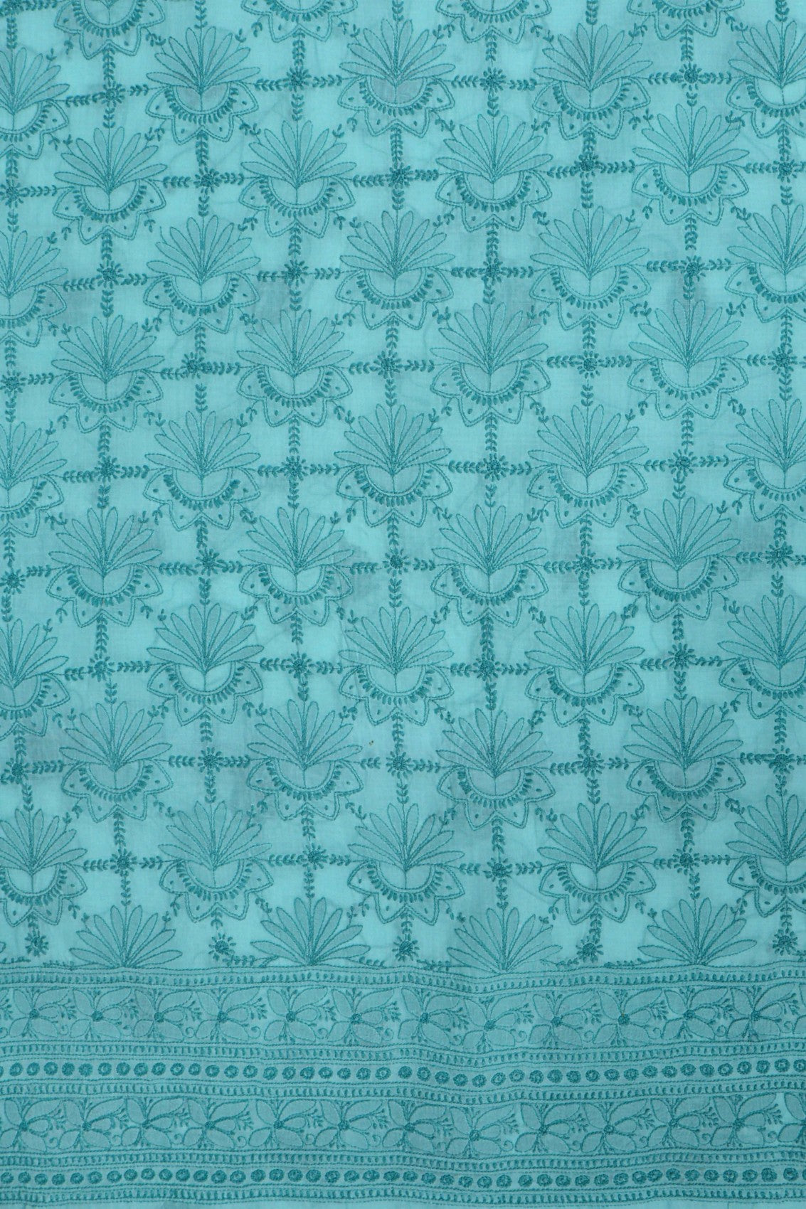 Ada Hand Embroidered Sea Green Cotton Lucknowi Chikankari Unstitched Suit Piece A557017