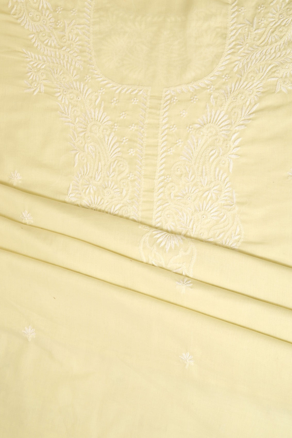 Ada Hand Embroidered Lemon Cotton Lucknowi Chikankari Unstitched Suit Piece 01A310179