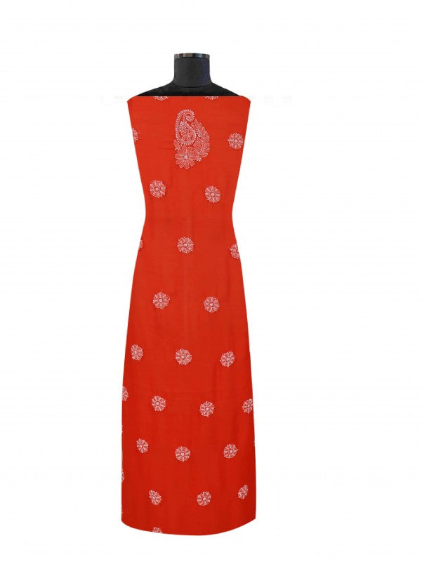 Ada Hand Embroidered Orange Georgette Lucknowi Chikankari Unstitched Suit Piece 01A114534