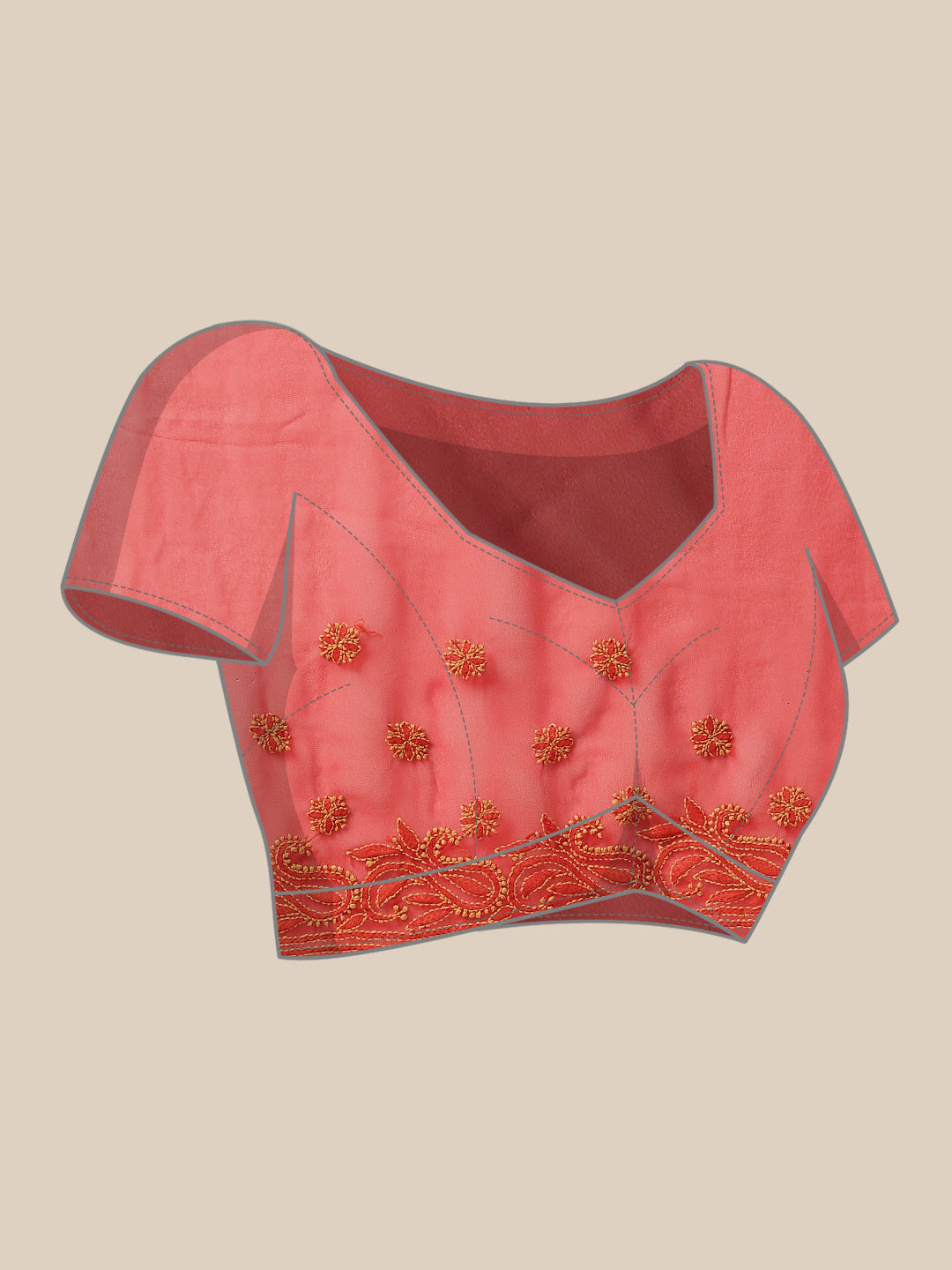 Ada Hand Embroidered Red Georgette Lucknowi Chikankari Saree With Blouse A311193