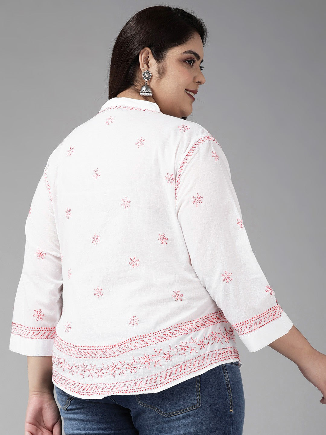 Ada Hand Embroidered White Cotton Lucknowi Chikankari Shirt A911245