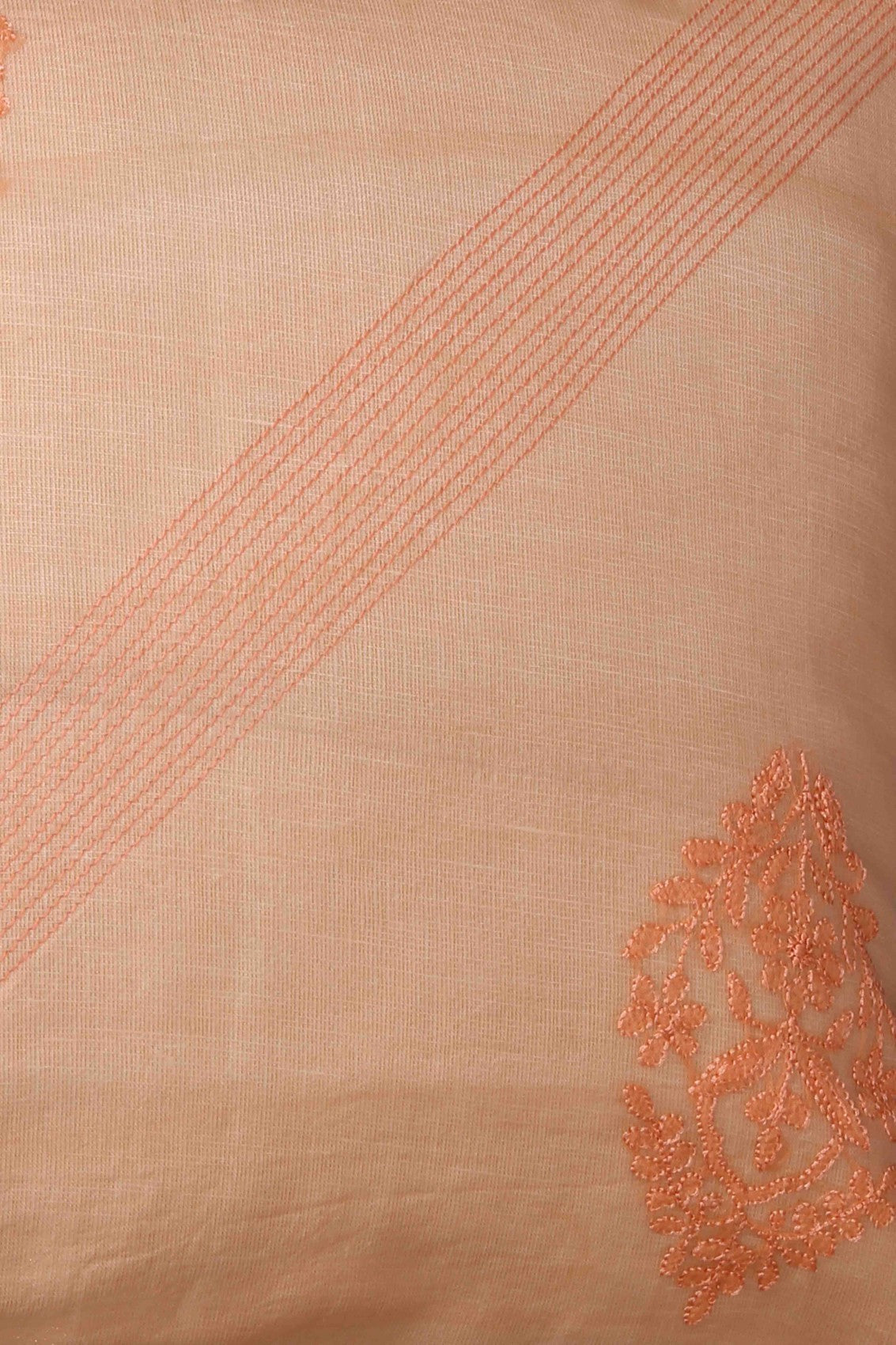Ada Hand Embroidered Soft Peach Tissue Lucknowi Chikankari Cushion Cover Set Of 2 01A48544