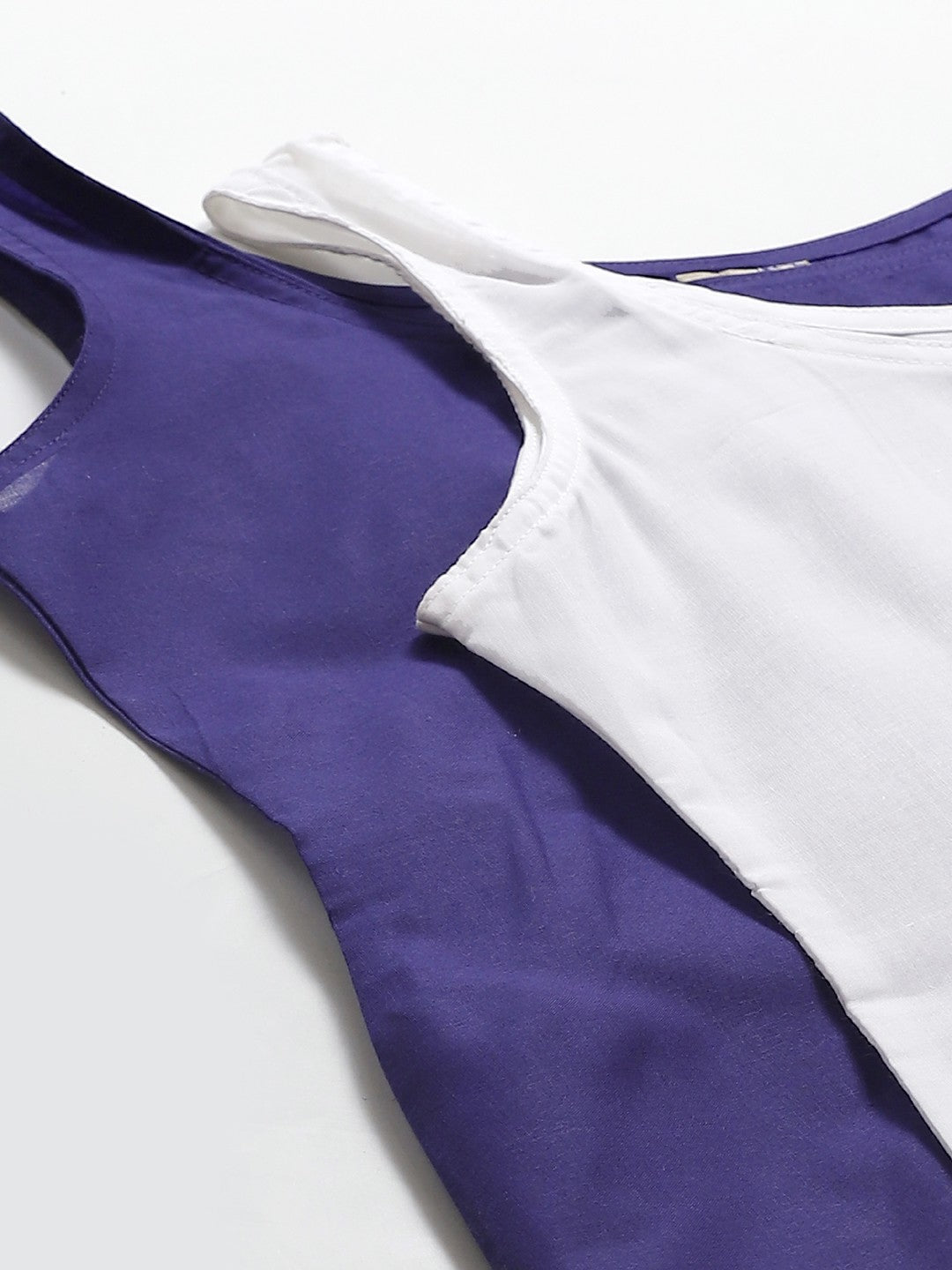 Ada Royal Blue and White Cotton Long Slips Combo of 2  A308034.