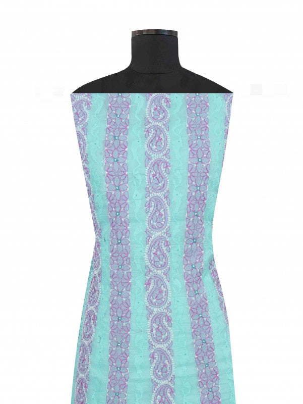Ada Hand Embroidered Sea Green Cotton Lucknowi Chikankari Unstitched Suit Piece 01A79223