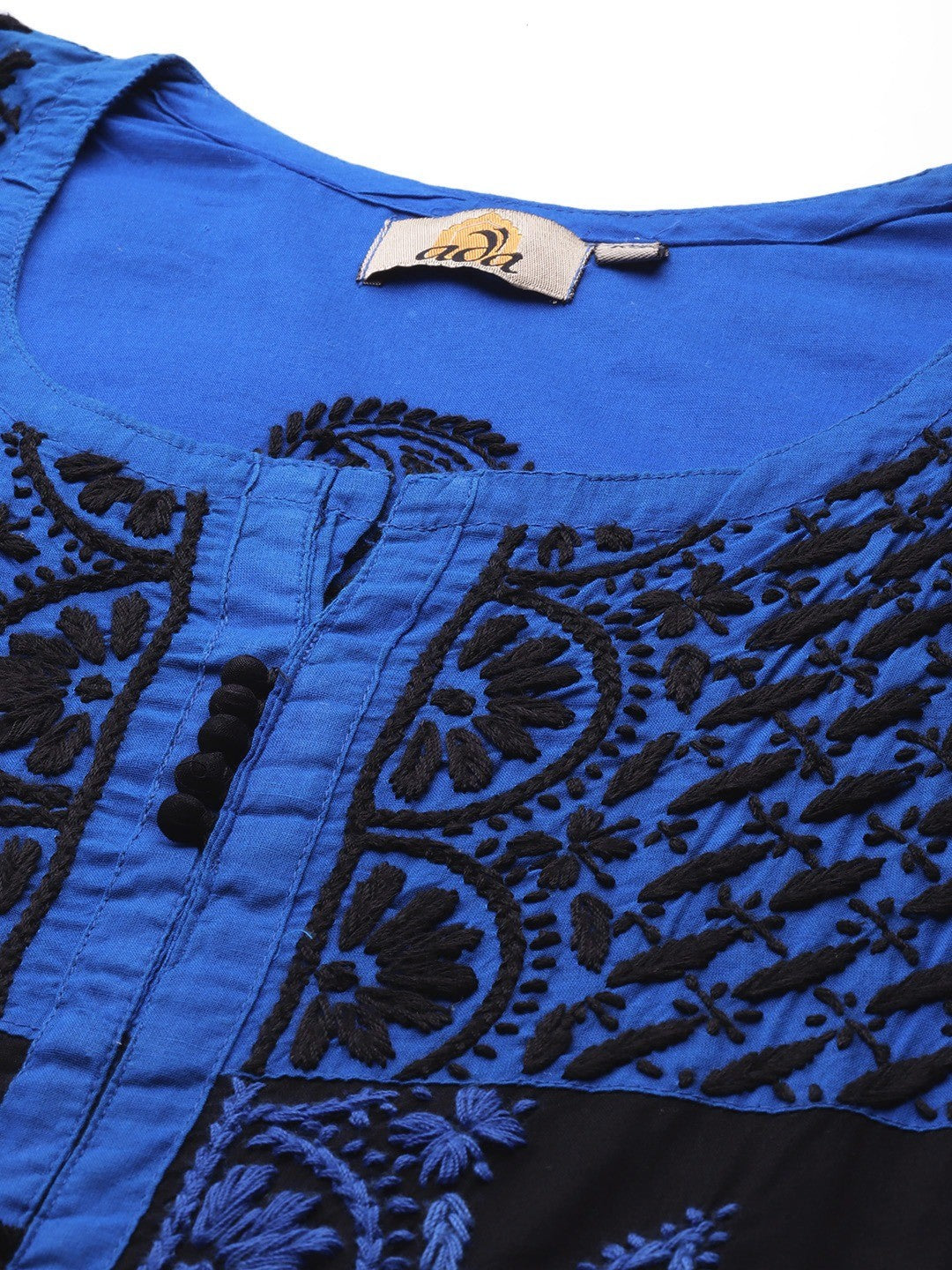 Ada Hand Embroidered Black Cotton Lucknowi Chikankari Straight  Kurta A430788