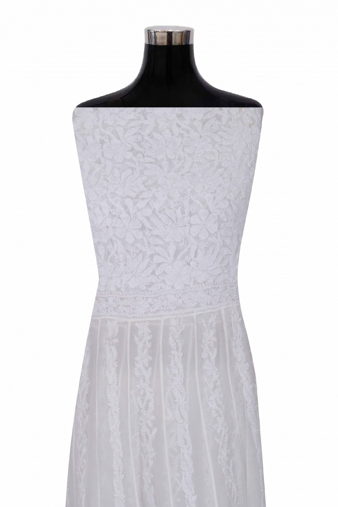 Ada Hand Embroidered White Georgette Lucknowi Chikankari Semi-Stitched Anarkali Kurta Piece A480095