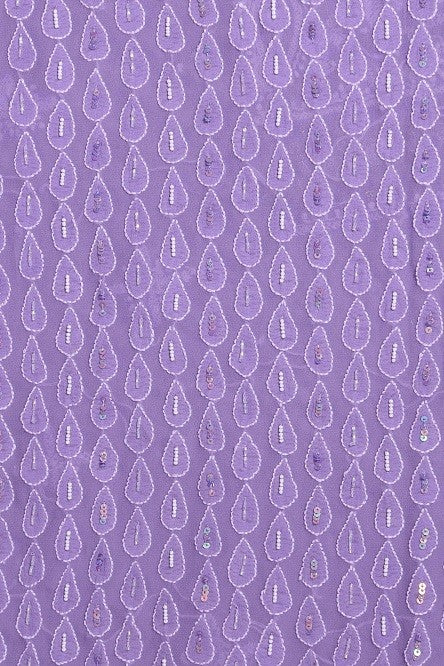 Ada Hand Embroidered Mauve Pure Georgette Lucknowi Chikan Unstitched Kurta Dupatta Set with Pearl & Sequinned Work A623653