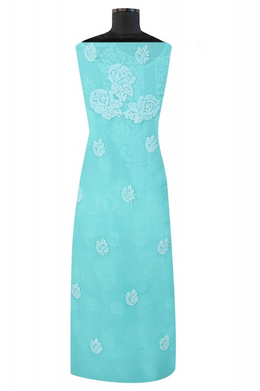 Ada Hand Embroidered Sea Green Georgette Lucknowi Chikankari Unstitched Suit Piece A211211