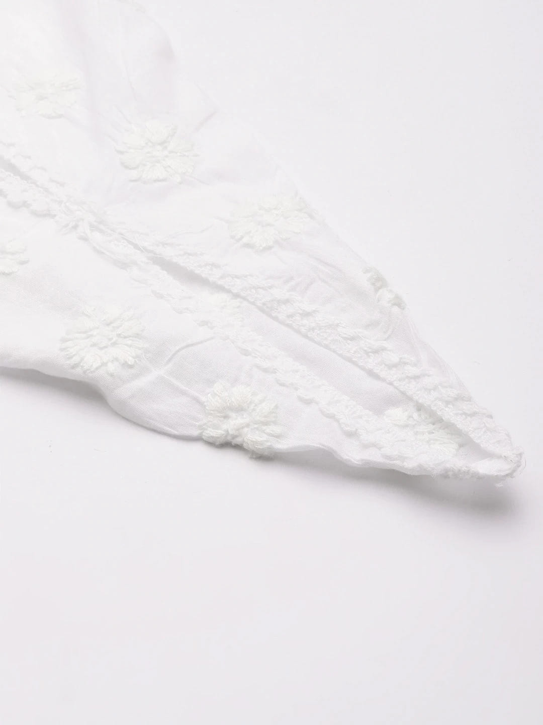Ada Hand Embroidered White Cotton Lucknowi Chikankari Dhoti A711128