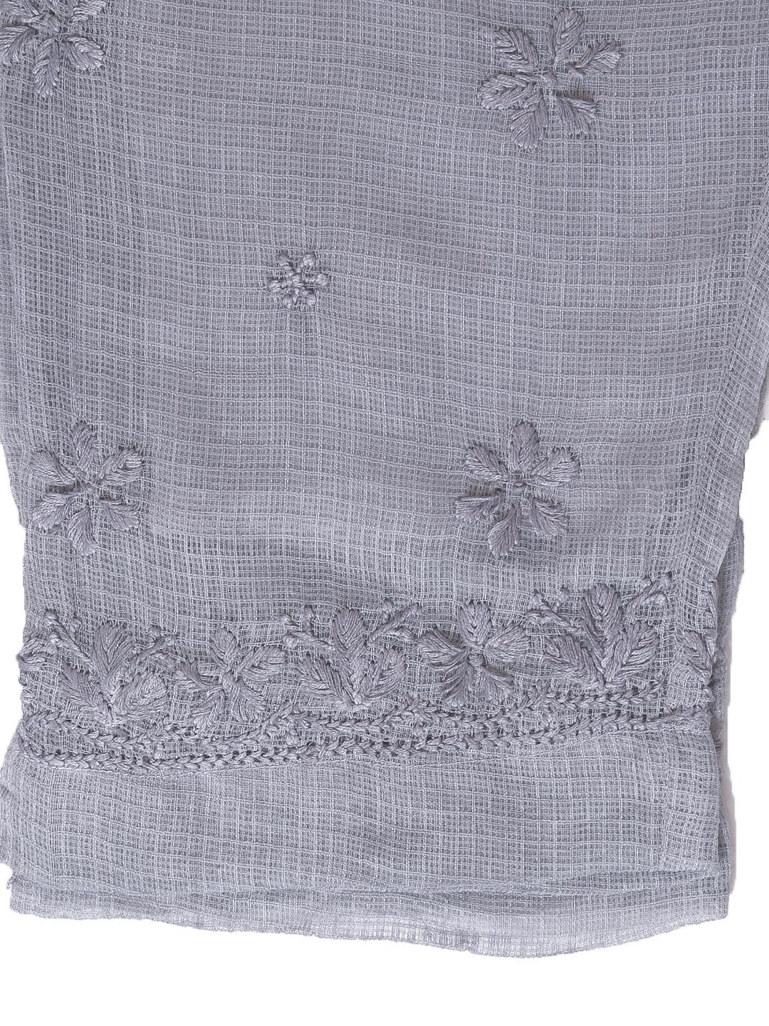 Ada Hand Embroidered Grey Kota Lucknowi Chikankari Kurta with Trouser Set A100551