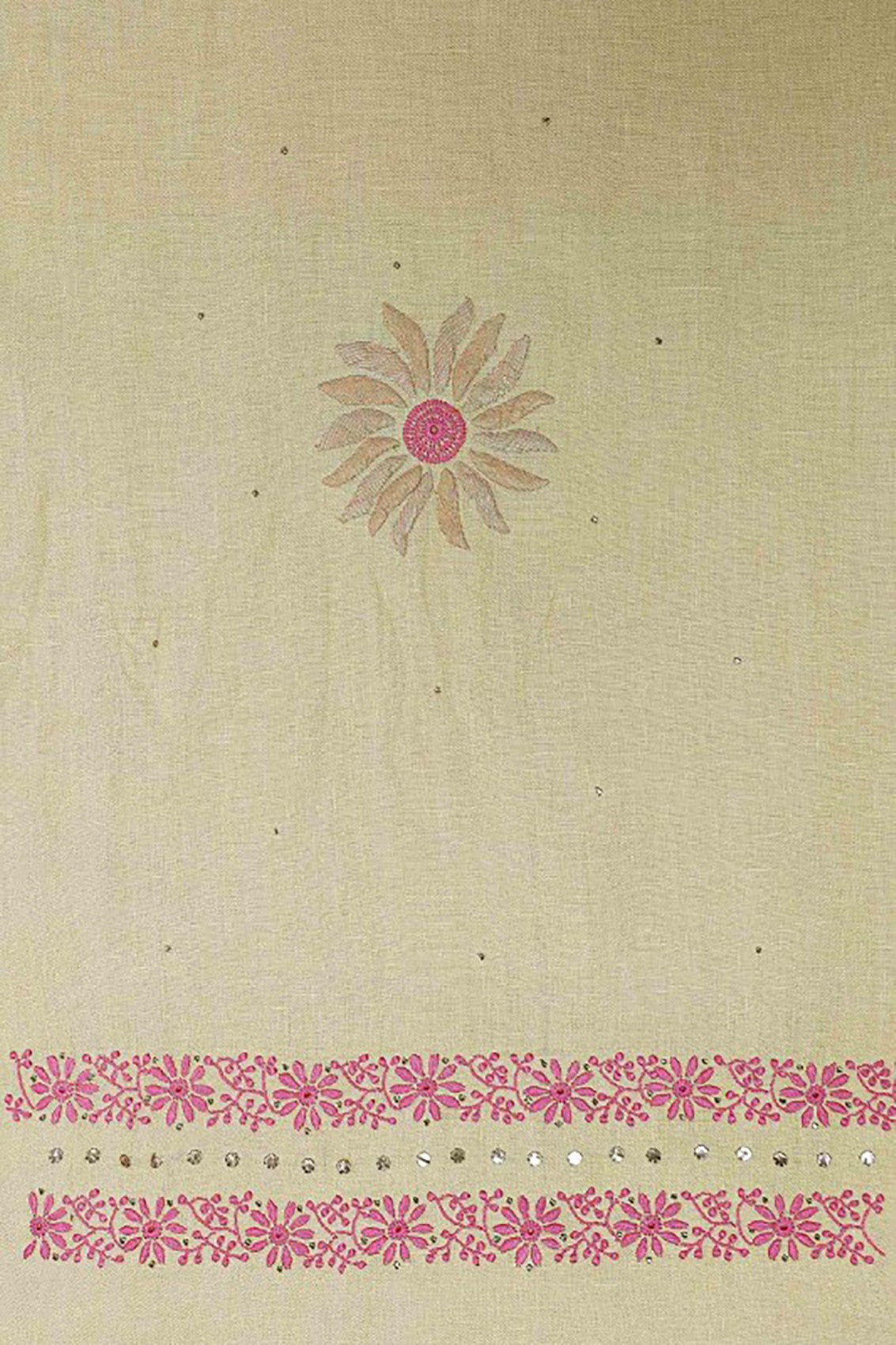 Ada Hand Embroidered Lemon Linen Lucknowi Chikankari Unstitched Kurta Dupatta With Muqaish Work A206684