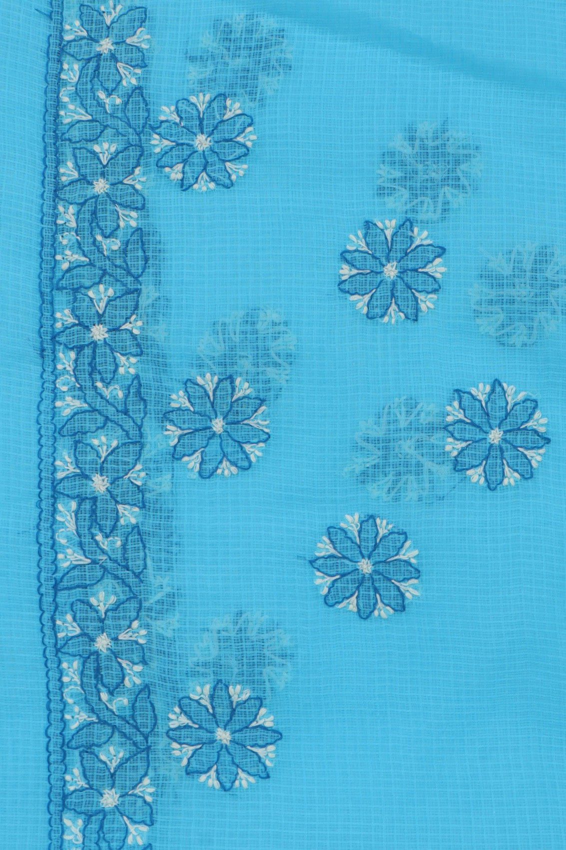 Ada Hand Embroidered Blue Kota Lucknowi Chikankari Saree With Blouse A606775