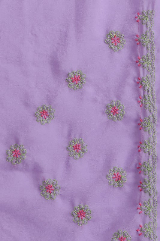 Ada Hand Embroidered Mauve Georgette Lucknowi Chikankari Saree with Blouse A159302