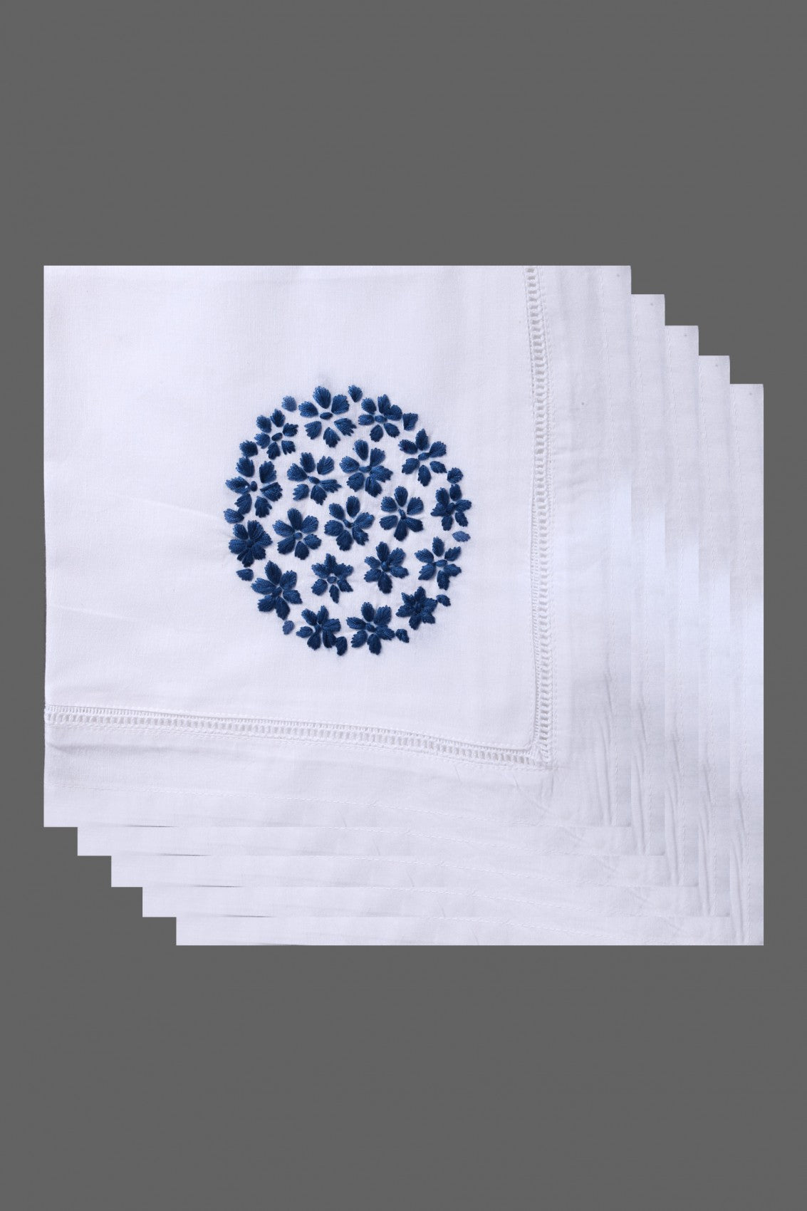 Ada Hand Embroidered White Cotton Lucknowi Chikankari Napkin Set 01A141606