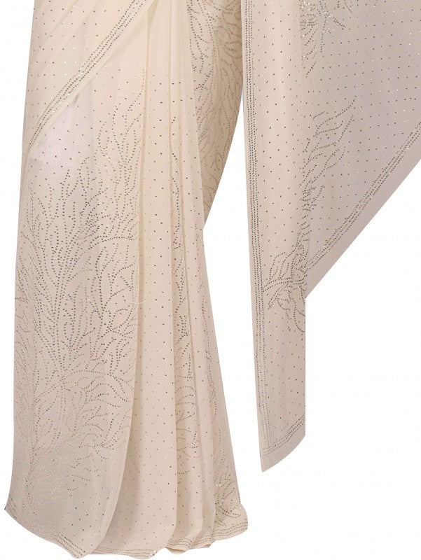 Ada Hand Embroidered White Pure Georgette Lucknowi Chikankari Saree/Blouse with Muqaish Work A604516