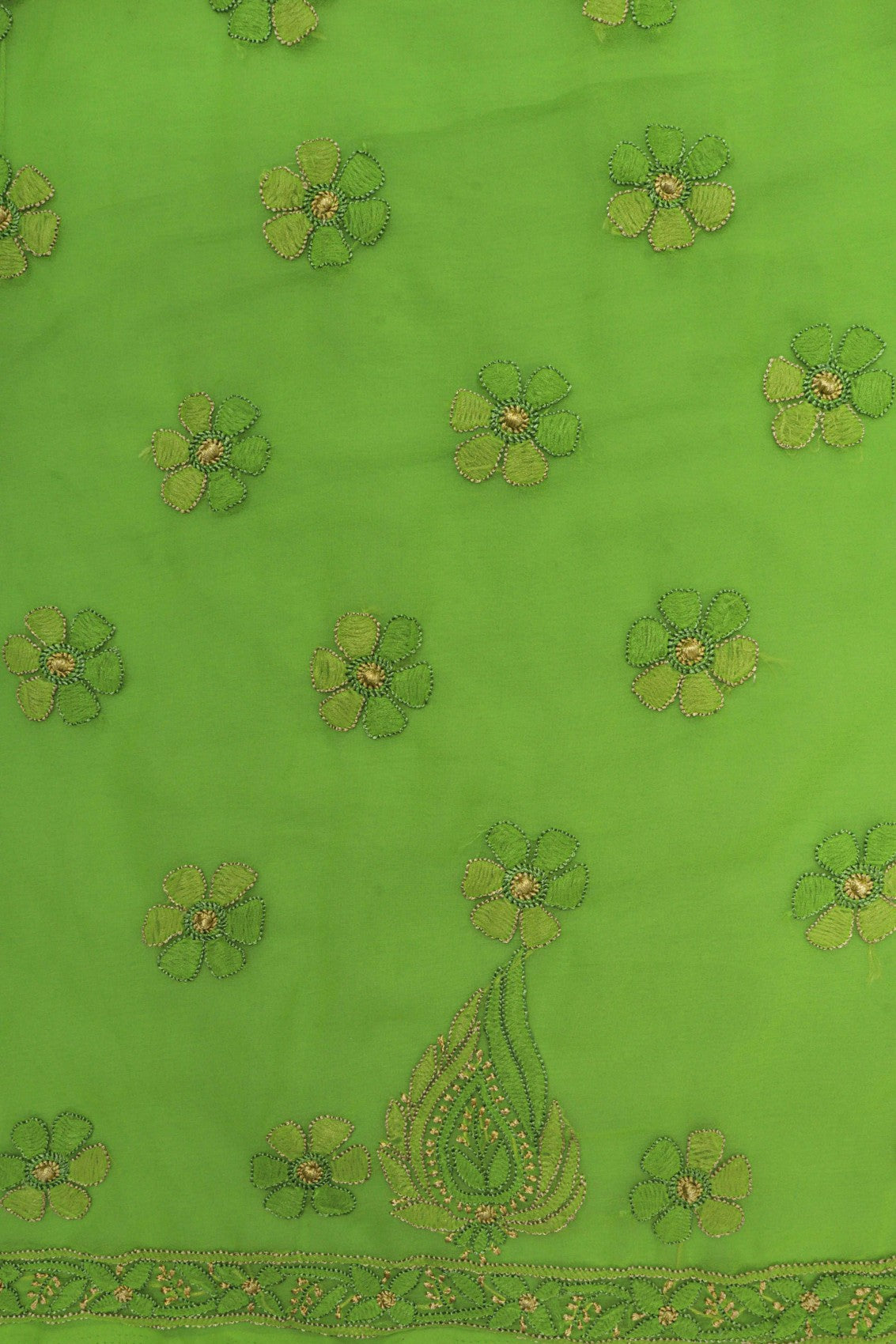Ada Hand Embroidered Grass Green Georgette Lucknowi Chikankari Unstitched Suit Piece 01A126470