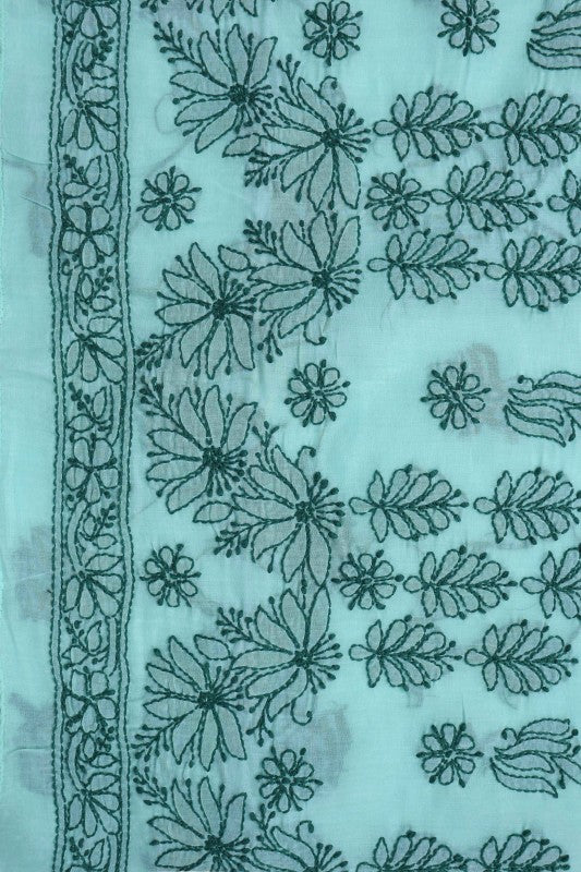 Ada Hand Embroidered Sea Green Cotton Lucknowi Chikan Unstitched Suit Piece A347806