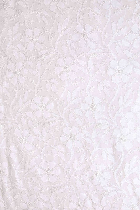 Ada Hand Embroidered White Georgette Lucknowi Chikan Unstitched Kurta Dupatta Set-A611694