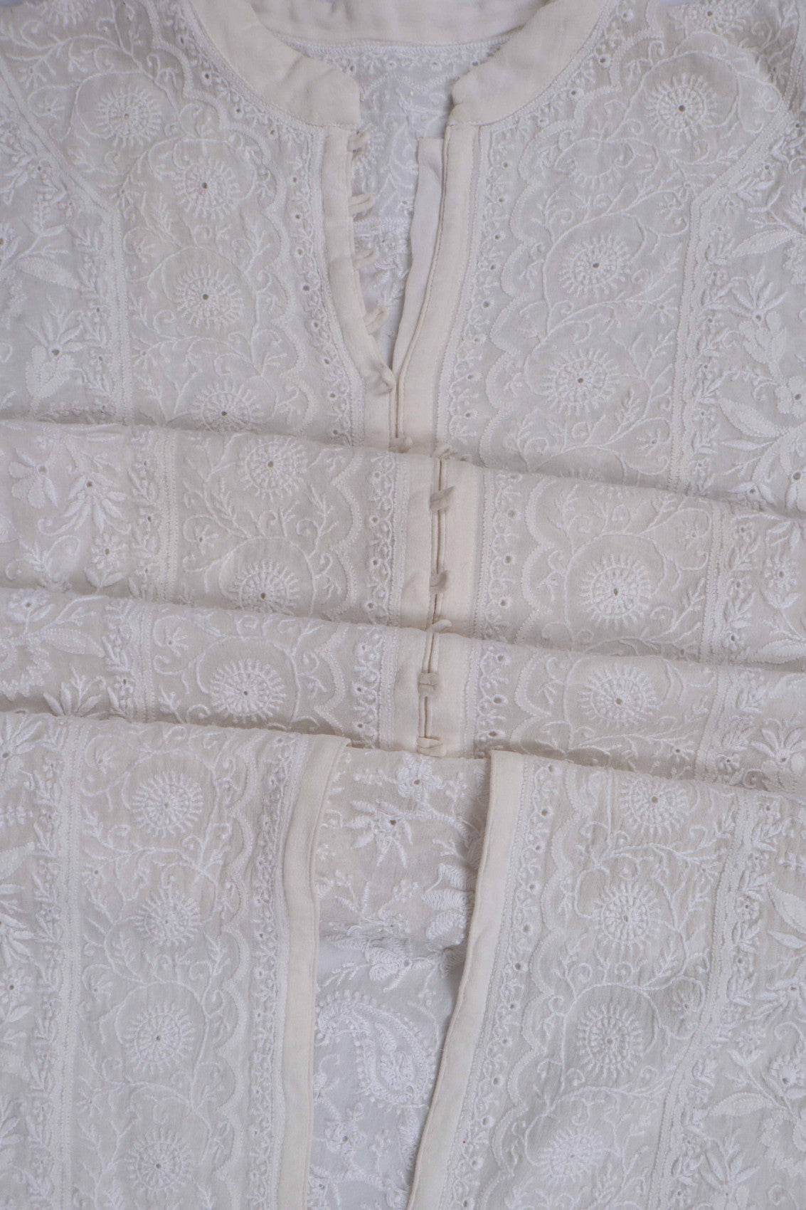Ada Hand Embroidered Off White Pure Georgette Lucknowi Chikankari Semi stitched Kurta Dupatta Set A484754