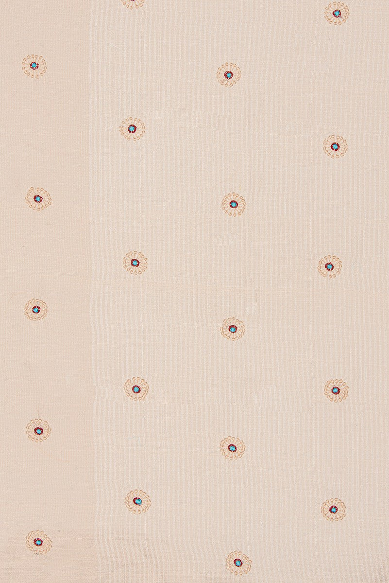 Ada Hand Embroidered Cream Chanderi Lucknowi Chikankari Saree With Blouse- A70603