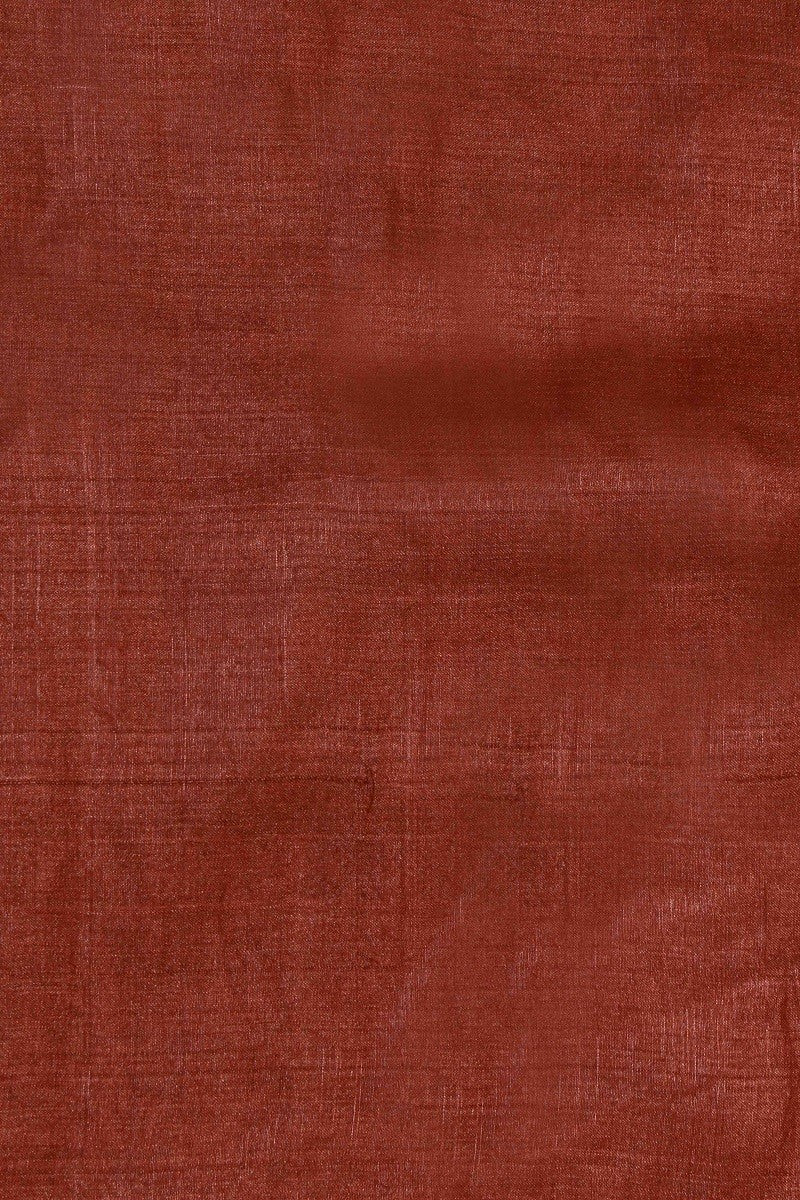 Ada Hand Embroidered Rust Tusser Silk Lucknowi Chikankari Saree With Blouse - A485266