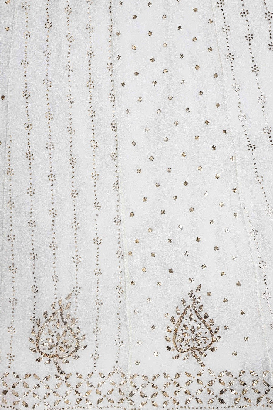 Ada Hand Embroidered White Pure Georgette Semi Stitched Anarkali Kurta Dupatta Set with Muqaish Work A602581