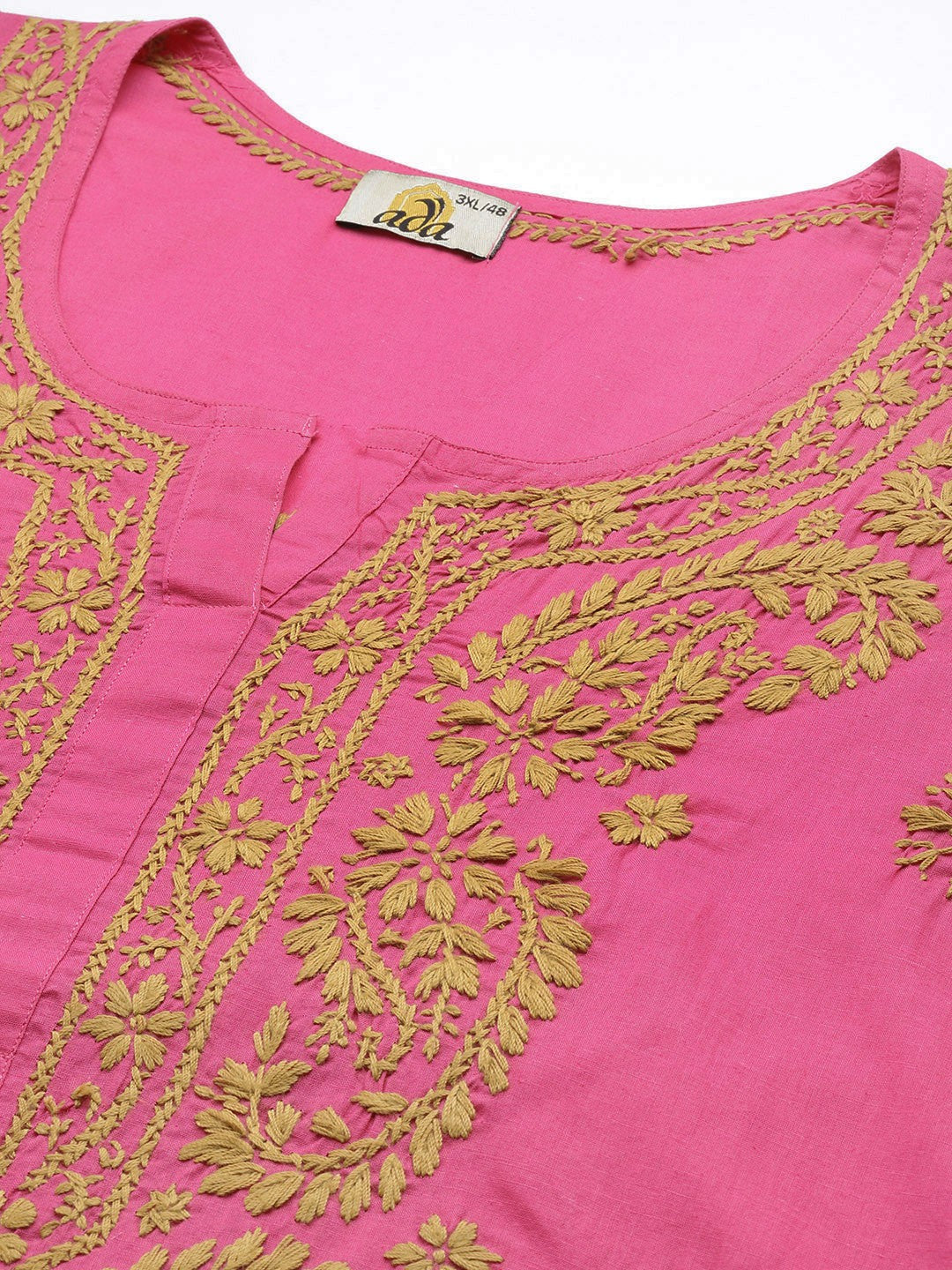 Ada Hand Embroidered Pink Cotton Lucknowi Chikankari Short Kurti  A911188