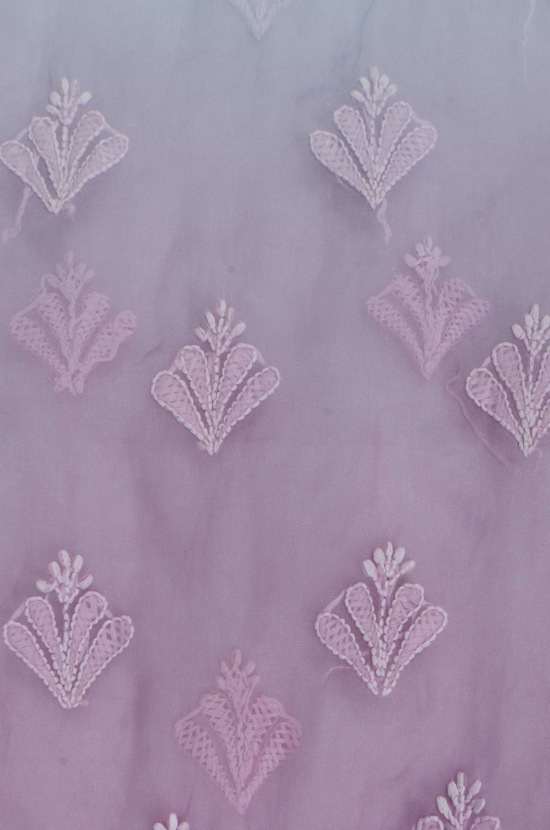 Ada Hand Embroidered Blue And Pink Ombre Shade Organza Lucknowi Chikankari Unstitched Kurta Dupatta Set 01A270924