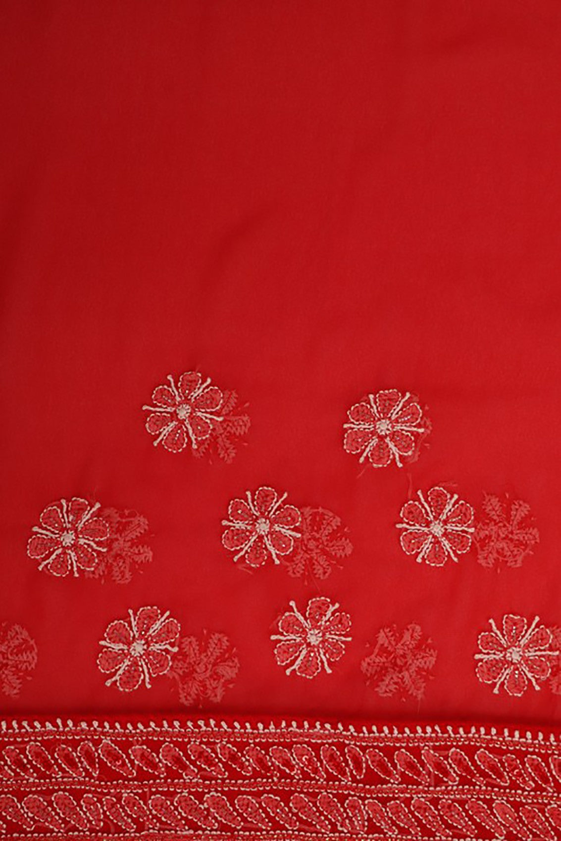 Ada Hand Embroidered Red Georgette Lucknowi Chikankari Saree/Blouse With Sequinned Work 01A53297