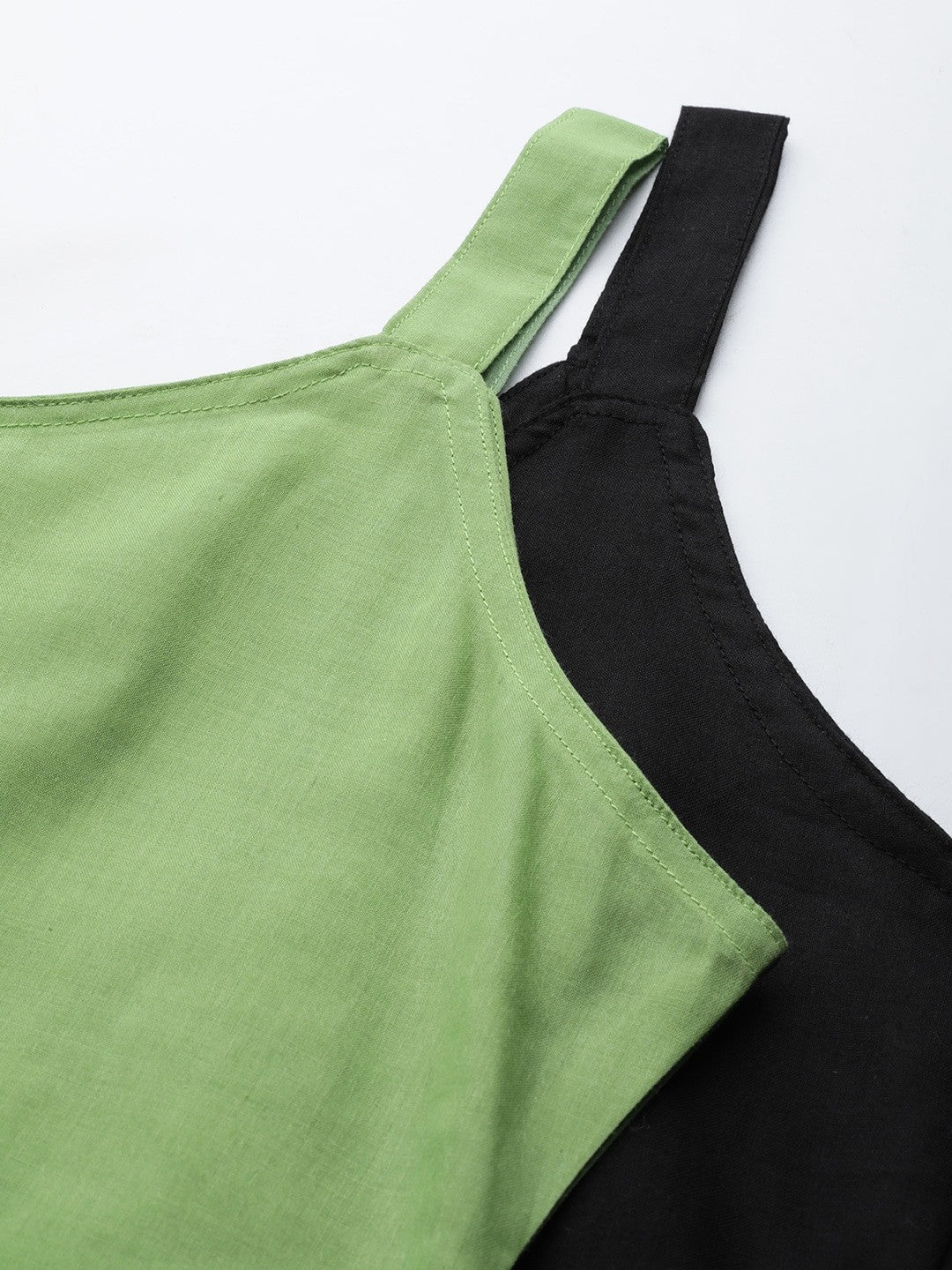 Ada Dark Green and Black Cotton Short Slips Combo of 2  A316522.