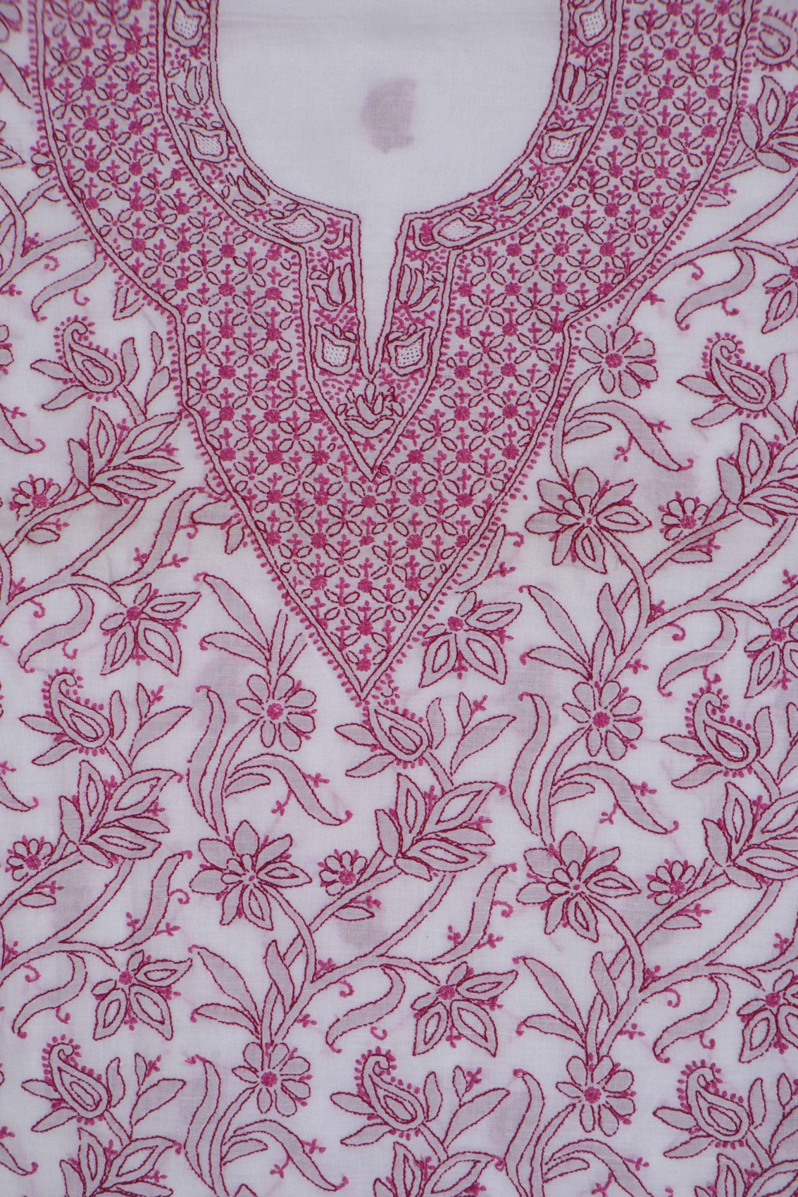 Ada Hand Embroidered White Cotton Lucknowi Chikankari Unstitched Suit Piece A38929