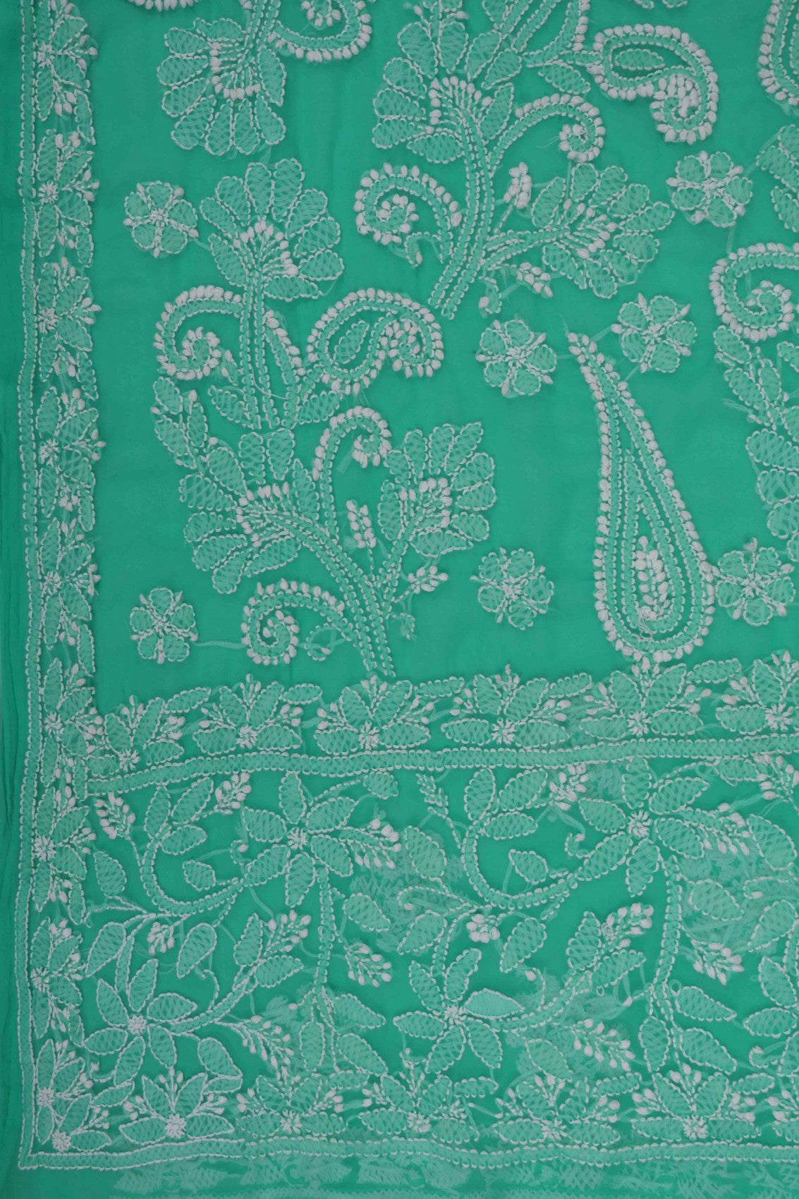 Ada Hand Embroidered Light Green Georgette Lucknowi Chikankari Saree With Blouse A569542