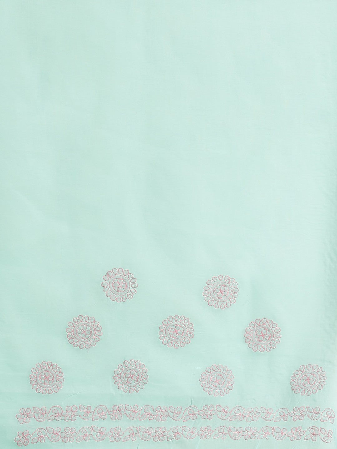 Ada Hand Embroidered Sea Green Cotton Lucknow Chikan Saree With Blouse A311141