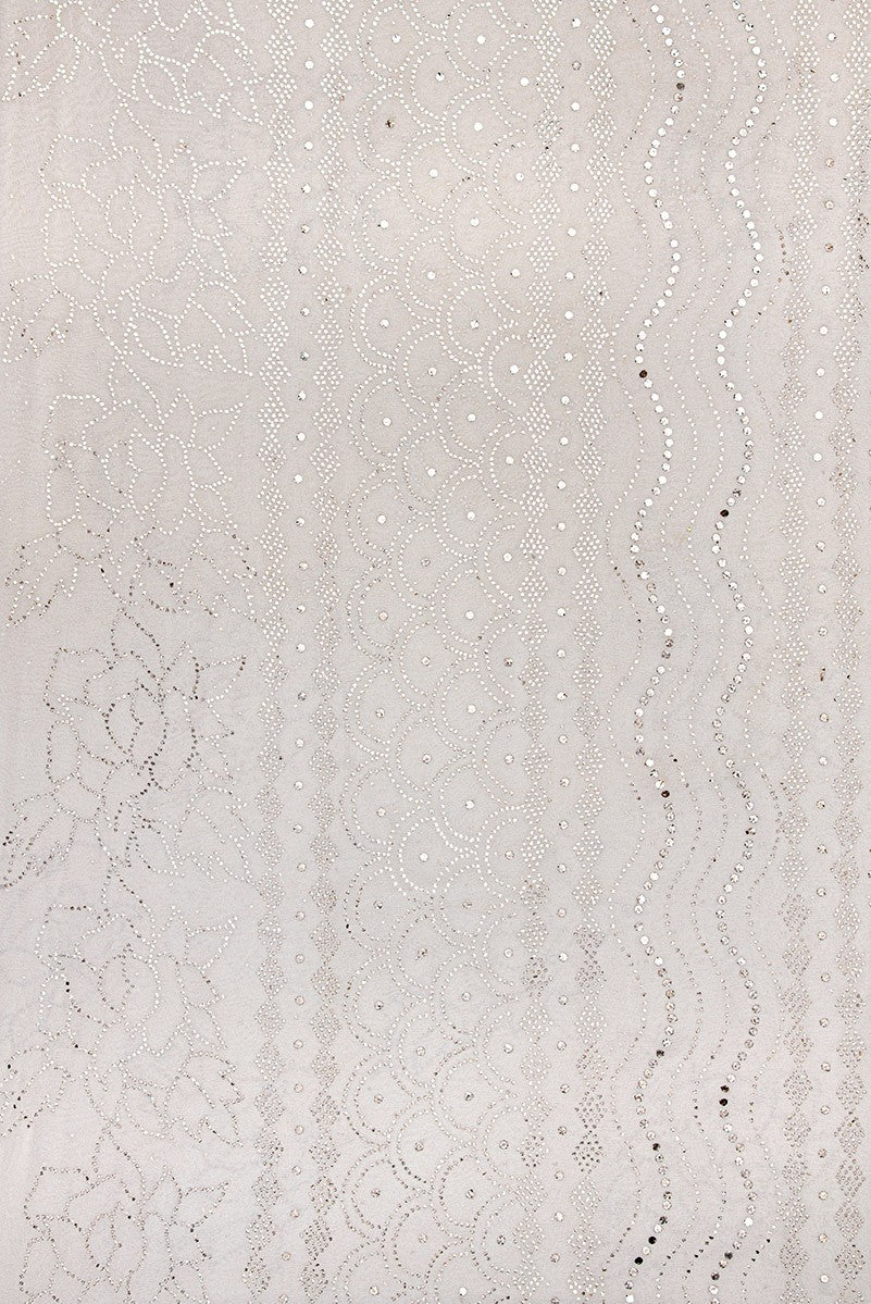 Ada Hand Embroidered White Pure Georgette Lucknowi Chikankari Saree/Blouse with Muqaish Work A444656