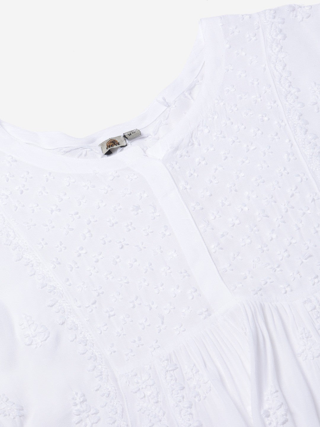 Ada Hand Embroidered White Cotton Lucknowi Chikankari Kurti A911113