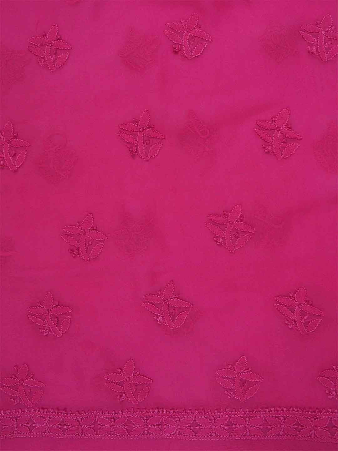 Ada Hand Embroidered Magenta Georgette Lucknowi Chikan Unstitched Kurta Piece A526847