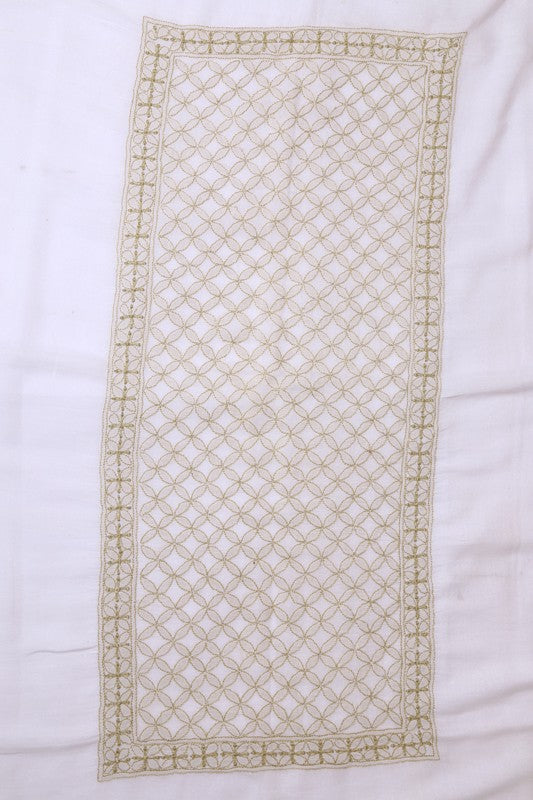 Ada Hand Embroidered White Cotton Lucknowi Chikankari Table Cover A475726