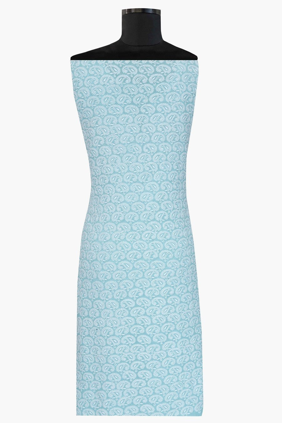 Ada Hand Embroidered Sky Blue Pure Georgette Chikan Unstitched Suit Piece- A103573